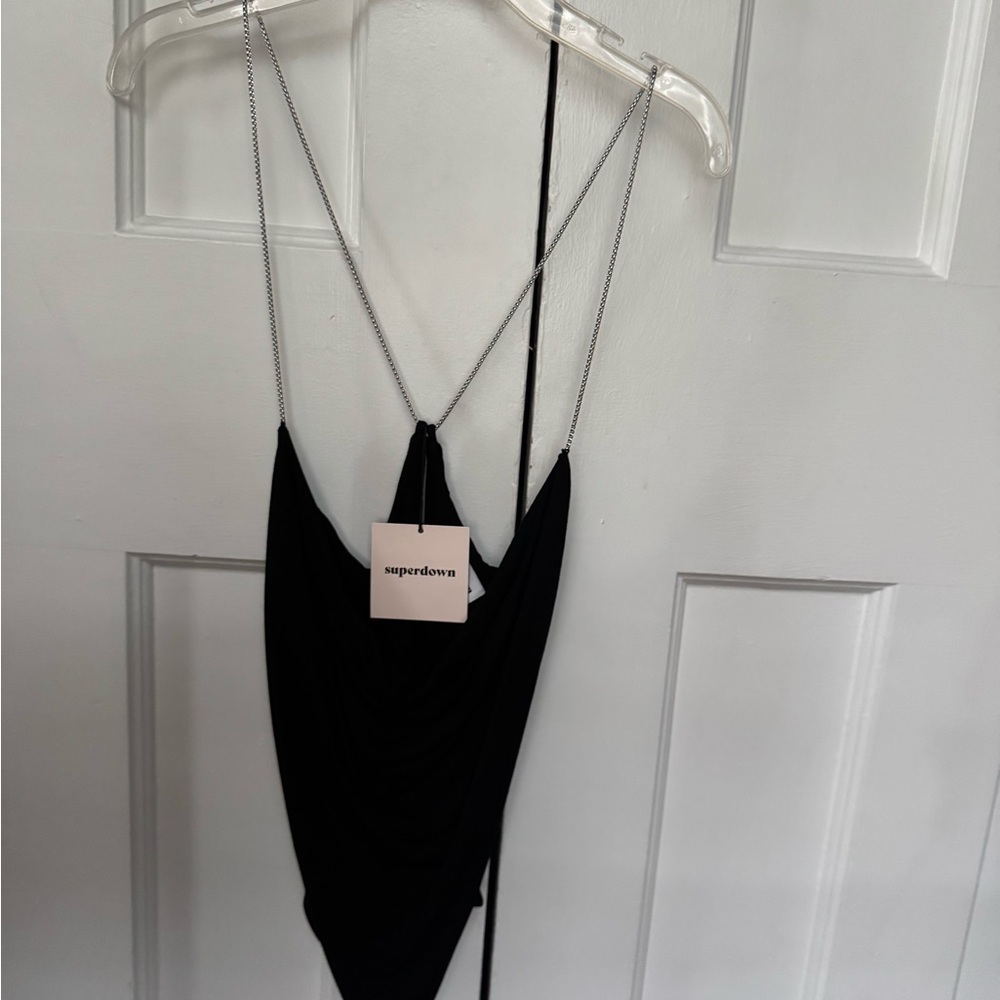 Superdown Black Backless Spaghetti Strap Dress